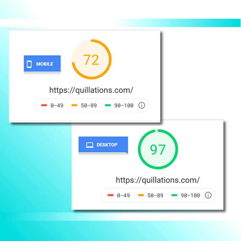 Google PageSpeed Insights for Quillations