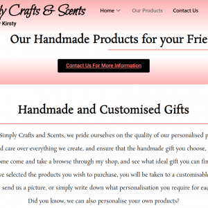 Simply Crafts and Scents Website Portfolio